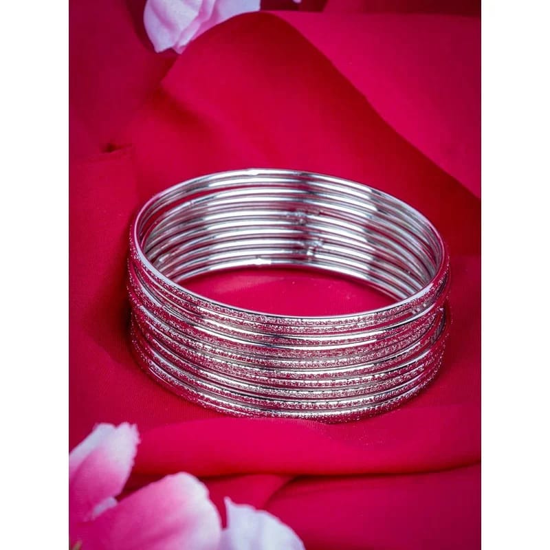 Traditional Oxidised Silver Bangles Set of 12pcs