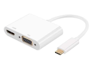 USB Type-C to HDMI+VGA Adapter , (2-in-1) Portable Multiport Connector/Converter, Cable for MacBook, Ipad Pro, Samsung Galaxy S9/S10/Note 8/Note 9, Xbox, PS5,PS4 , Nintendo