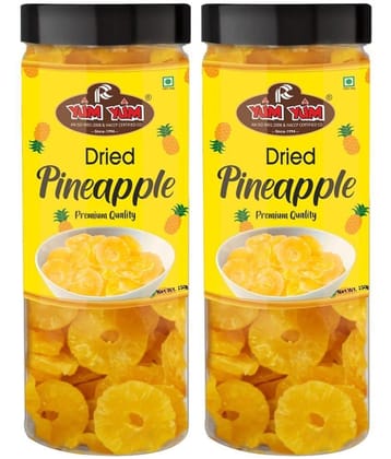 YUM YUM Dehydrated Dried Pine Apple Slice 300g (Pack of 2-150g Jar Each) Pineapple (2 x 150 g)