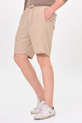 Impel - Cotton Linen Shorts - Stone-L-34 / STONE
