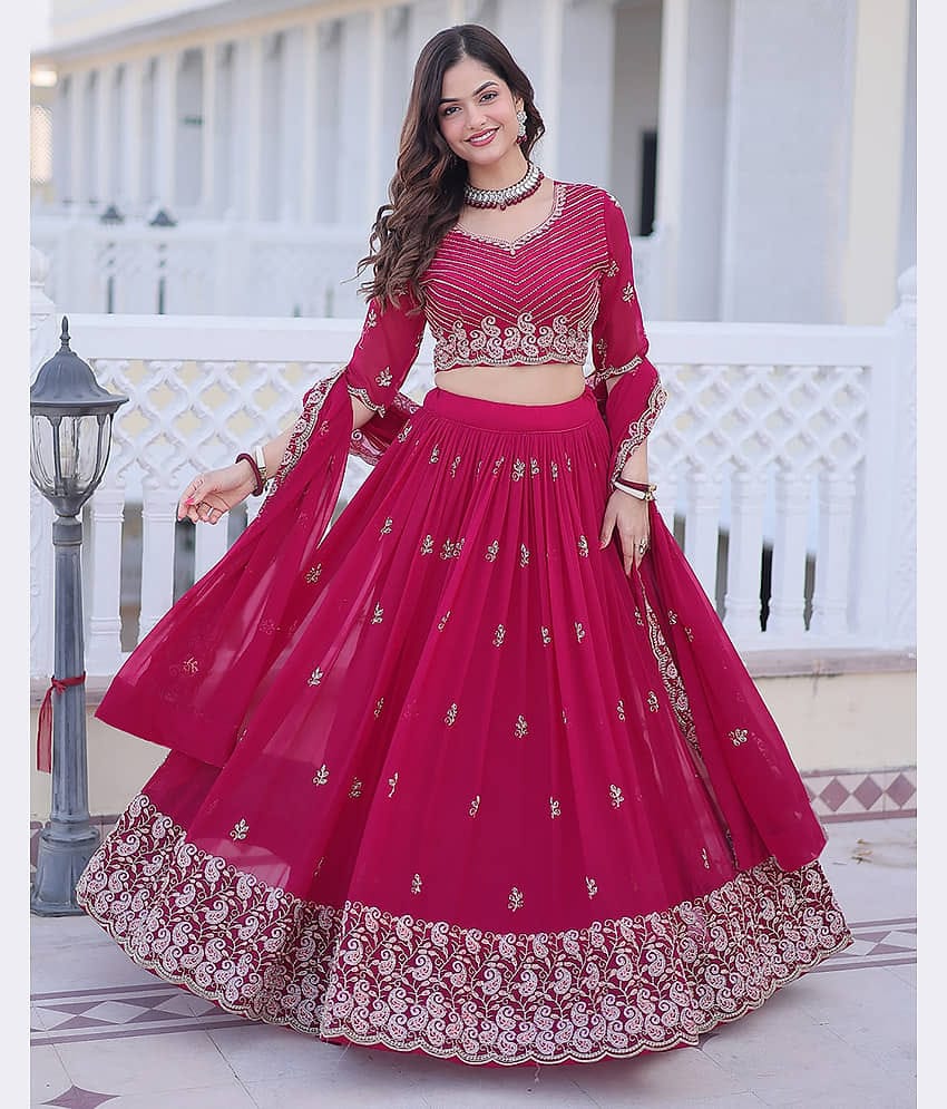 kedar fab Women's Georgette Semi Stitched Flared Lehenga Choli