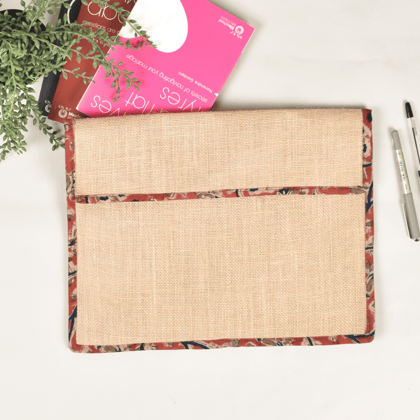 Jute slip folder with Red kalamkari borders