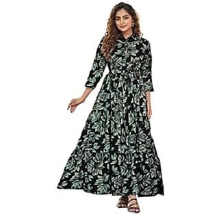 SARINKU Gown Crepe Fabric Dress for Women Stylish Ethnic Gown Long One Piece for Girls & Women