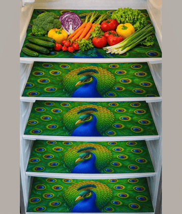 THE LION'S SHARE PVC Floral Fridge Mats ( 30 44 ) Pack of 4 - Gray