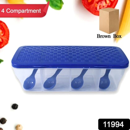 Kitchen Multipurpose Air-tight 4 Sections Storage Containers / Masala Box (1 Set)
