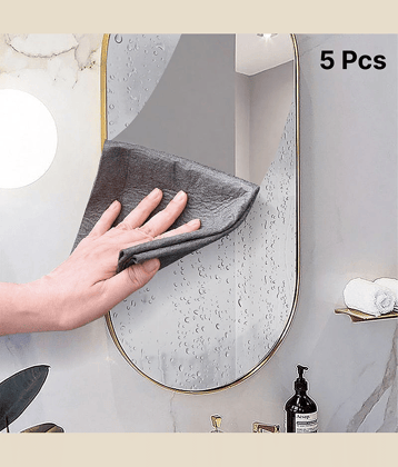 5 Pcs Microfiber Magic Cleaning Cloth Glass Wiping Rags No Trace Cleaning Dish Cloth Tableware