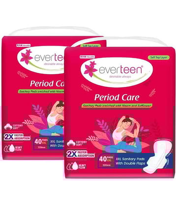 everteen Period Care XXL Soft 40 Sanitary Pads 320mm- 2 Packs (40 Pads Each)