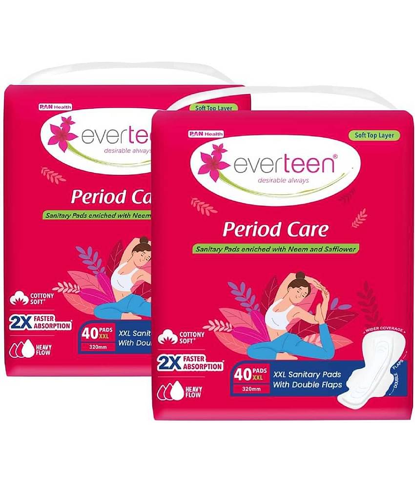 everteen Period Care XXL Soft 40 Sanitary Pads 320mm- 2 Packs (40 Pads Each)