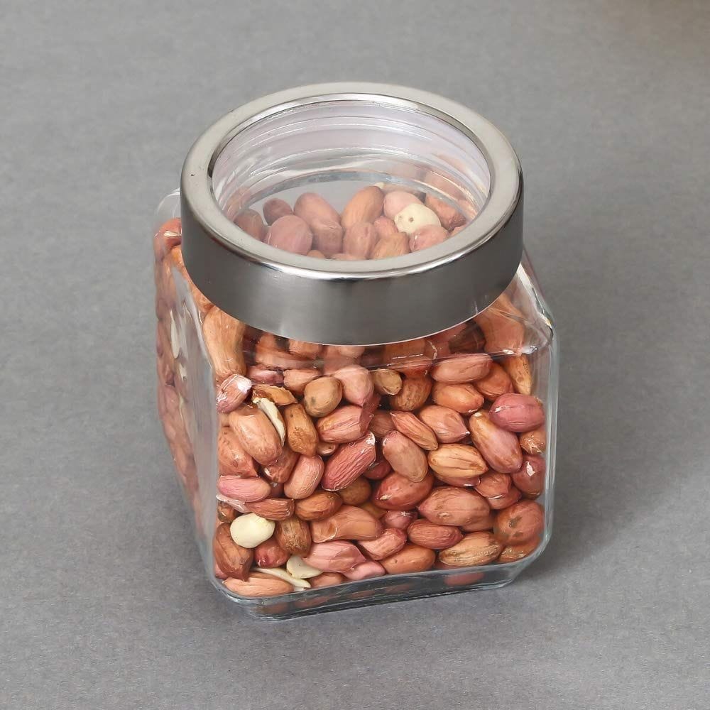 Femora Glass Jar- 500 ml, 2 pieces, Transparent, Free Replacement of Lids