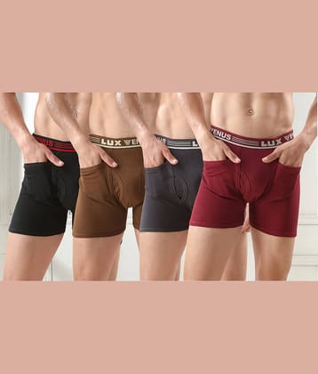 lux venus Pack of 4 Cotton Trunks For Men's ( Multicolor )