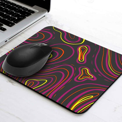 Wavy Neon Orange Mouse Pad