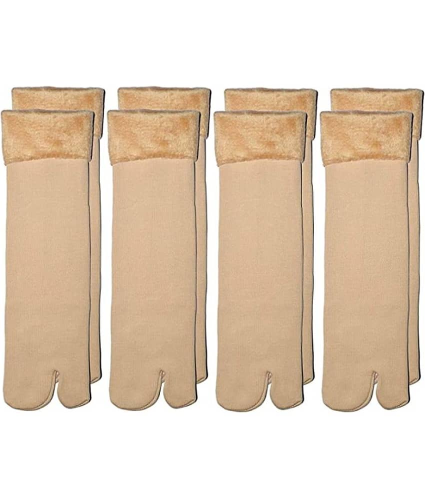 thrifkart - Skin Color Faux Fur Women's Ankle Length Socks ( Pack of 4 )
