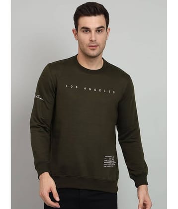 OGEN Cotton Blend Round Neck Men's Sweatshirt - Olive ( Pack of 1 )