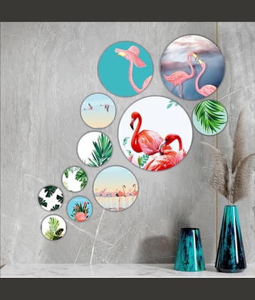 Saf Wood Beautiful modern art round shape design Wall Sculpture Multi - Pack of 11