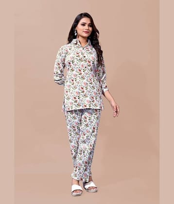 INDIAN SILKS Women Printed Tunic With Trousers Co-Ord Set ( Blue )