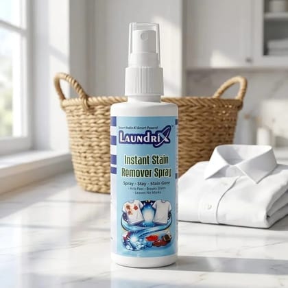 LanundriX™ Instant Stain Remover For Clothes | 120Ml | Fabric Stain Remover Spray For Fresh & Old Stains Like Food, Tea, Coffee, Ink, Grease, Makeup & Fabric Stains | Colour-Safe Formula