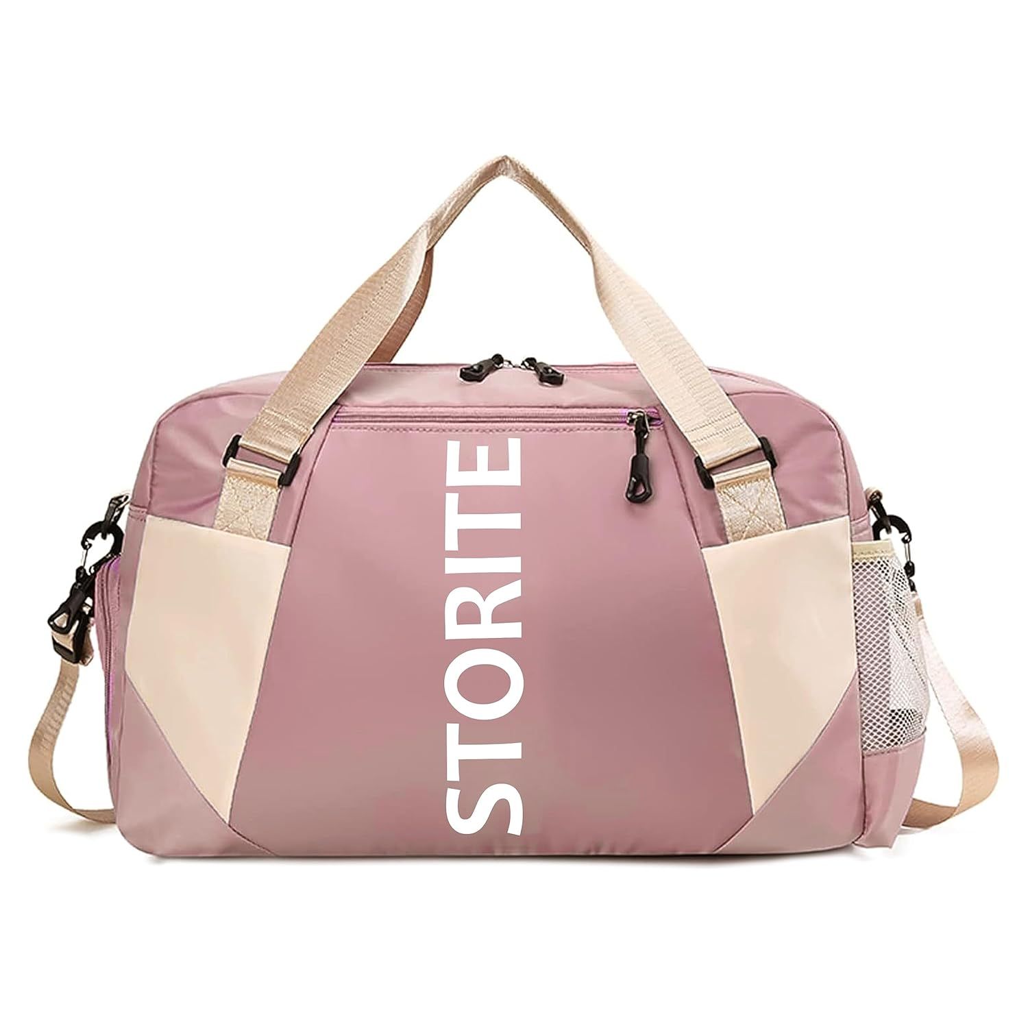 Storite Nylon 47 Cm Imported Travel Duffle Bag Stylish Weekender Overnight Luggage Bag for Women Pink