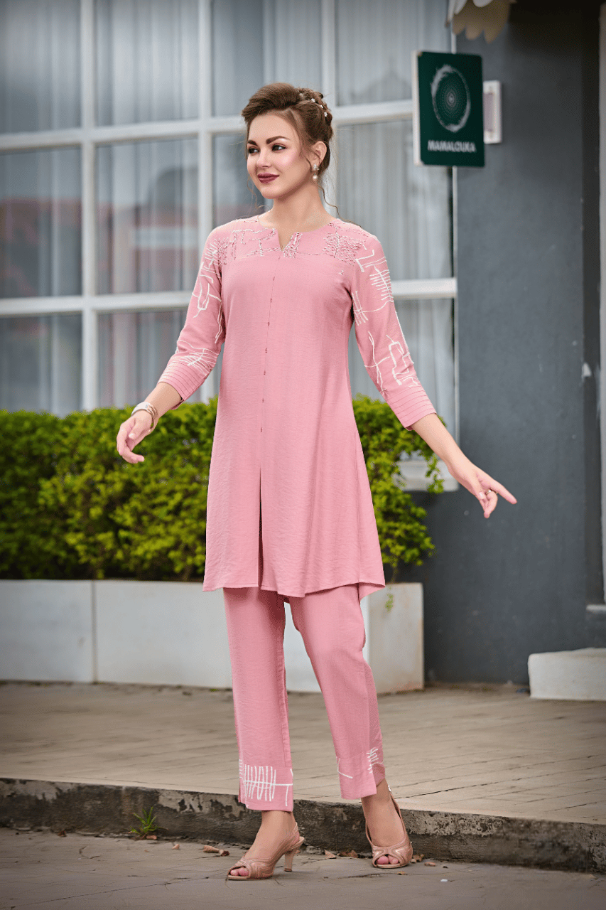 Women's Peach Fancy Stylish Co-Ordinates Set-ST255 PCH / Peach / XL
