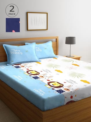 Set Of 2 300TC King Bedsheets with 4 Pillow Covers