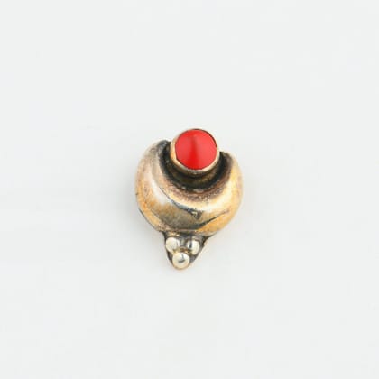 Antique Coral Moon Nose pin