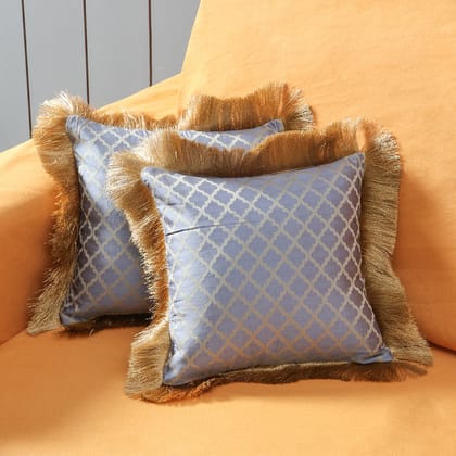 Grey Silk Jacquard Cushion Cover Smoke Screen 12x12 Set of 2