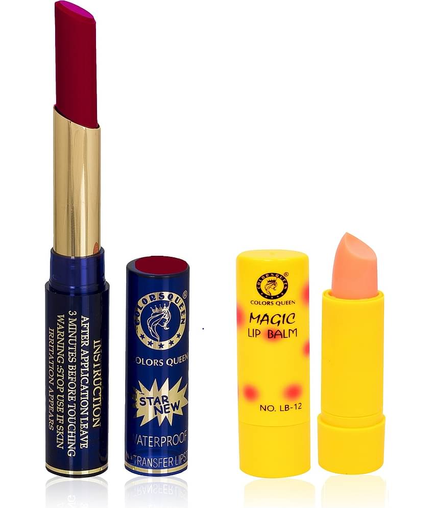 Colors Queen 18 Hours Stay Lipstick Lip Balm Bridal Maroon Pack of 2 5 g