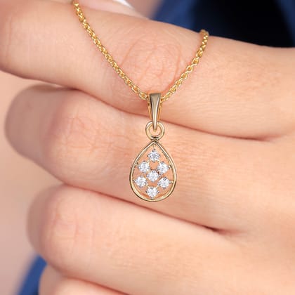 Maxine Silver Pendant with chain For Women-Yellow Gold / 16 inches