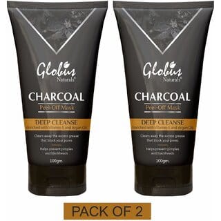 Globus Naturals Charcoal Peel Off Mask Enriched with VitaminE and Argan 200 ml, Set of 2