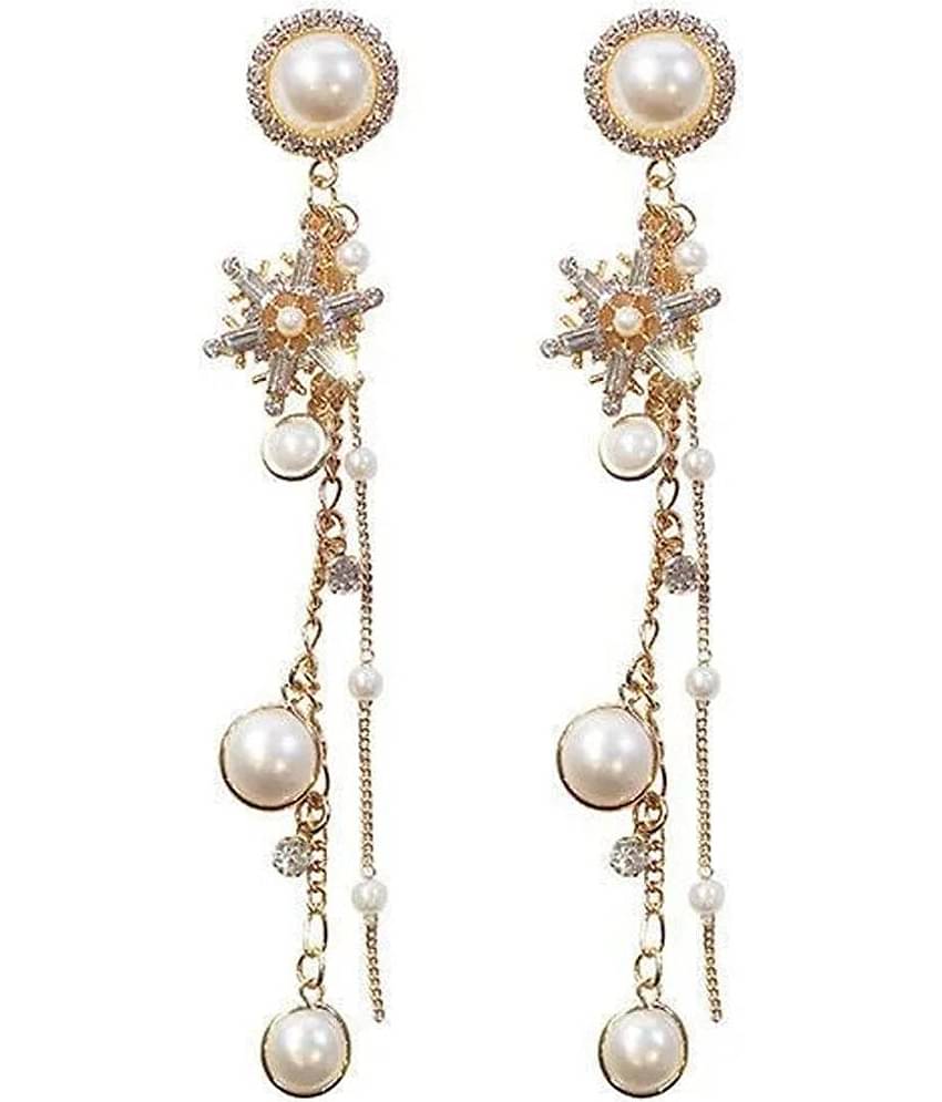 FASHION FRILL Golden Drop Earrings ( Pack of 2 )
