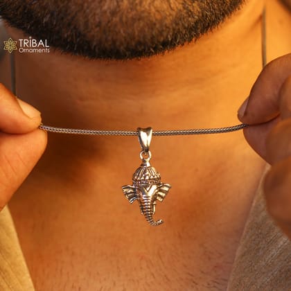 92.5 sterling silver Lord Ganesha pendant, excellent unique design stylish unisex personalized gift pendant jewelry ssp885-Only Pendant