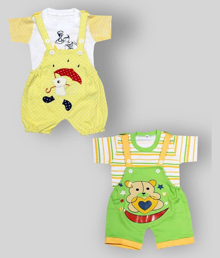 Babeezworld Pack of 2 Baby Girls Cotton Bodysuit ( Multi Color )