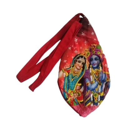 MAYAPURI Beautiful Embroidered Krishna Japa Bag/Bead Bag/Gaumukhi Bag/Chanting Bag Zip Pocket (1 Piece)