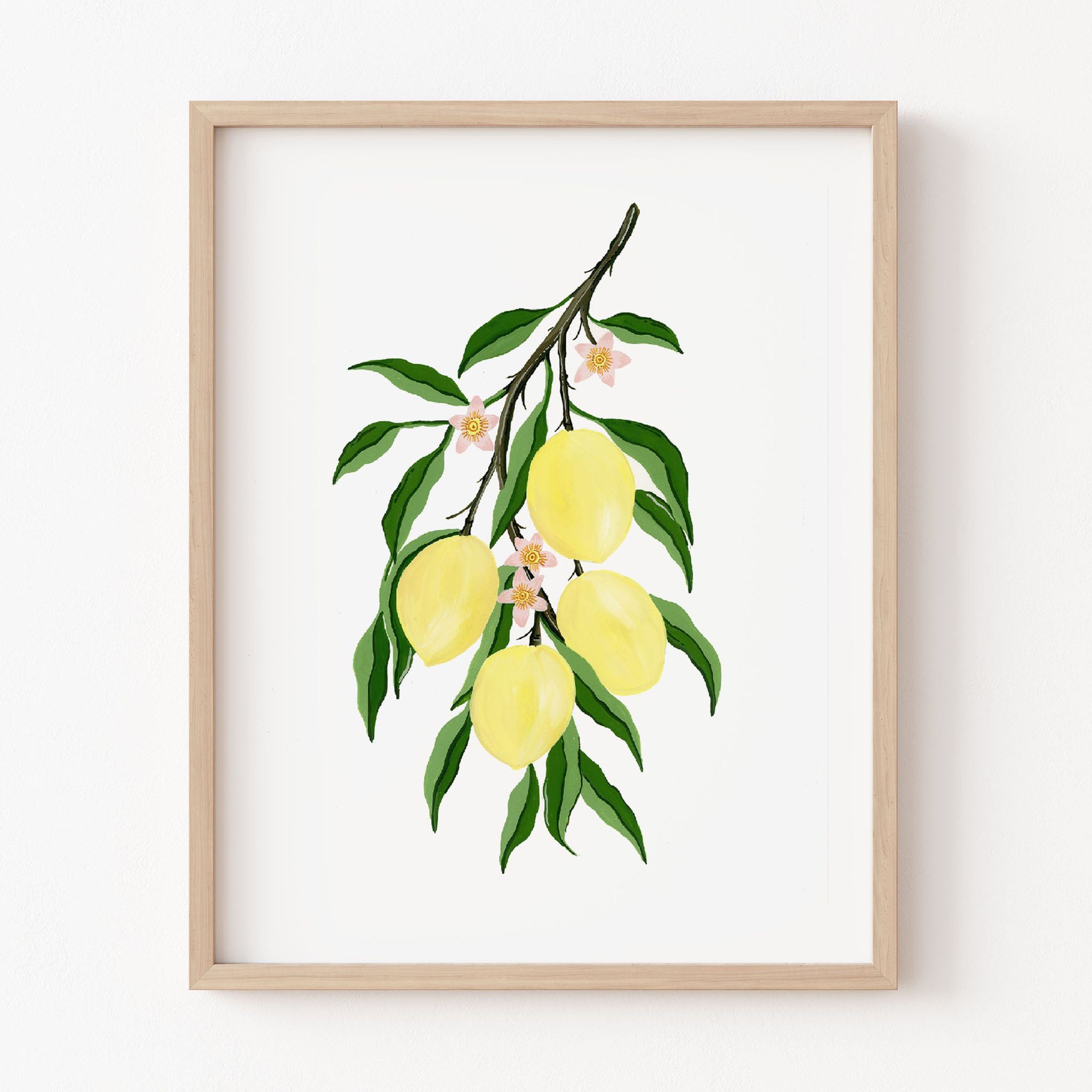 Citrus Bunch Botanical Wall Art Frame-8x10 inches / White Frame