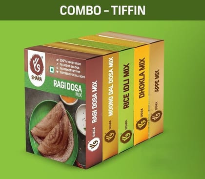 Shara Tiffin Variety Combo (Pack of 5) | No Preservatives & 100% Vegetarian | Instant Breakfast & Healthy Snack Mixes