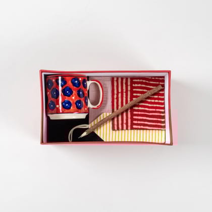Corporate Gift Set of Tea Cup, Coaster, Diary, Pencil & Book Mark-Cup x 1 / Coaster x 1  / Office diary x 1 / Pencil x 1  / Book mark x 1 / 9.25 inches x 5.25 inches x 5 inches (Box Dimensions)