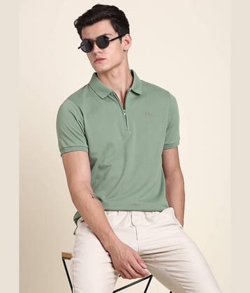 Dennis Lingo - Olive Cotton Blend Slim Fit Men's Polo T Shirt ( Pack of 1 )