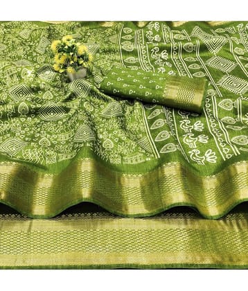 HEMA SILK MILLS Cotton Silk Printed Saree With Unstitched Blouse Piece ( Rust )