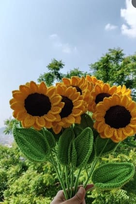 Crochet Sunflower Stick
