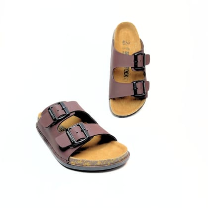 Brkn Arizon Double Strap Slippers (Maroon)-7