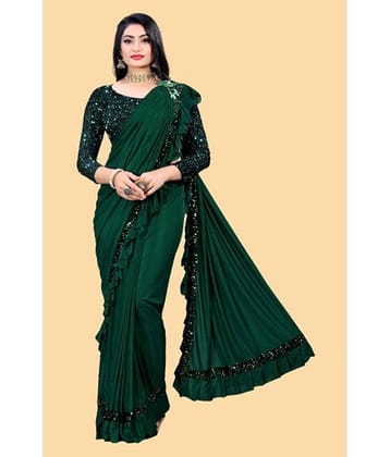 JULEE Lycra Embellished Saree With Unstitched Blouse Piece ( Black )