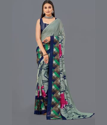 LEELAVATI Georgette Printed Saree With Unstitched Blouse Piece ( Multicolor )