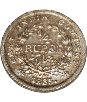 William IIII - 1/4 Rupee 1835 - British India Rare old Collectible Small Coin