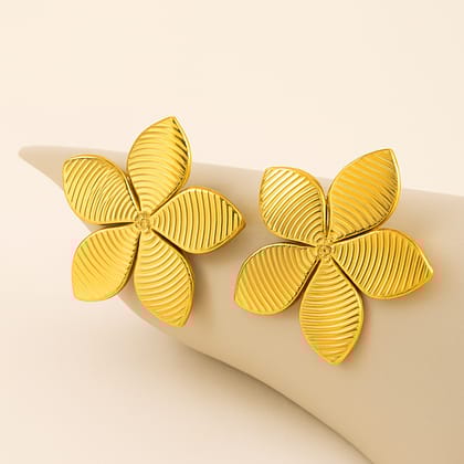 18K Gold Plated Floral Anti Tarnish Stud Earrings