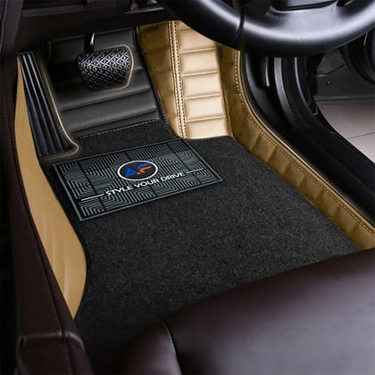 Autofurnish 9D Combination Custom Fitted Car Mats For Mahindra Thar 2020 - Black FR-Chamois-Black FR-Chamois