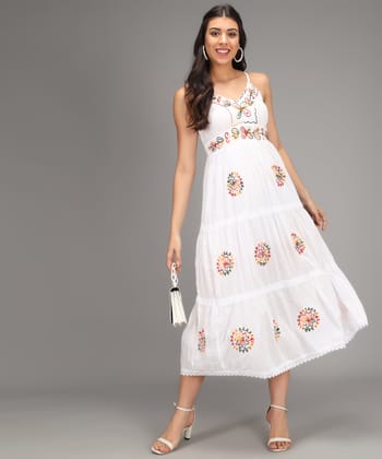 White Color Summer Dress-One Size