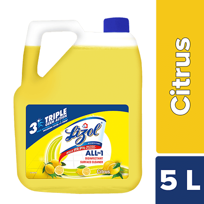 Lizol Disinfectant Surface & Floor Cleaner Liquid, Citrus, 5 L Lizol Disinfectant Surface & Floor Cleaner Liquid, Citrus, 5 L