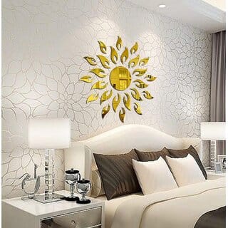 Grahak Trend - Sun Golden - 3D Acrylic Decorative Mirror Wall Sticker