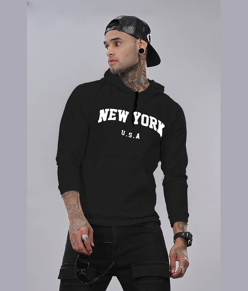 FABRIPPLE Fleece Hooded Men's Sweatshirt - Black ( Pack of 1 )