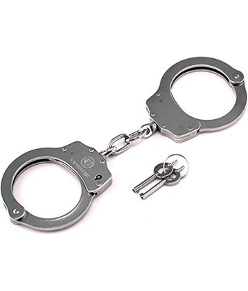 KP2®  Fancy Dresses Hand Cuffs for Kids Cop Sheriff Officer Handcuff Toy Role Play Costume Accessories Metal Fur Handcuffs Hathkadi Toy - Silver