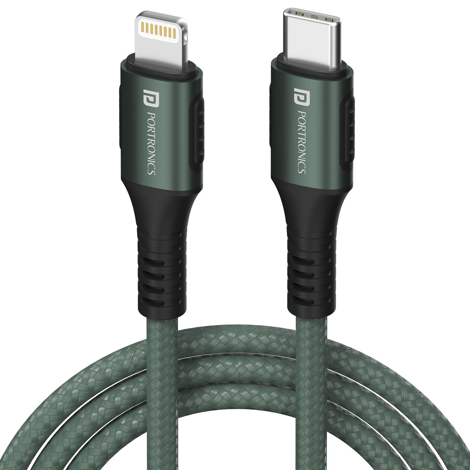 Portronics Konnect CL 20W, Type-C to 8 Pin USB 1.2M Cable With Power Delivery & 3A Quick Charge Support, Nylon Braided For All Type-C and 8 Pin Devices